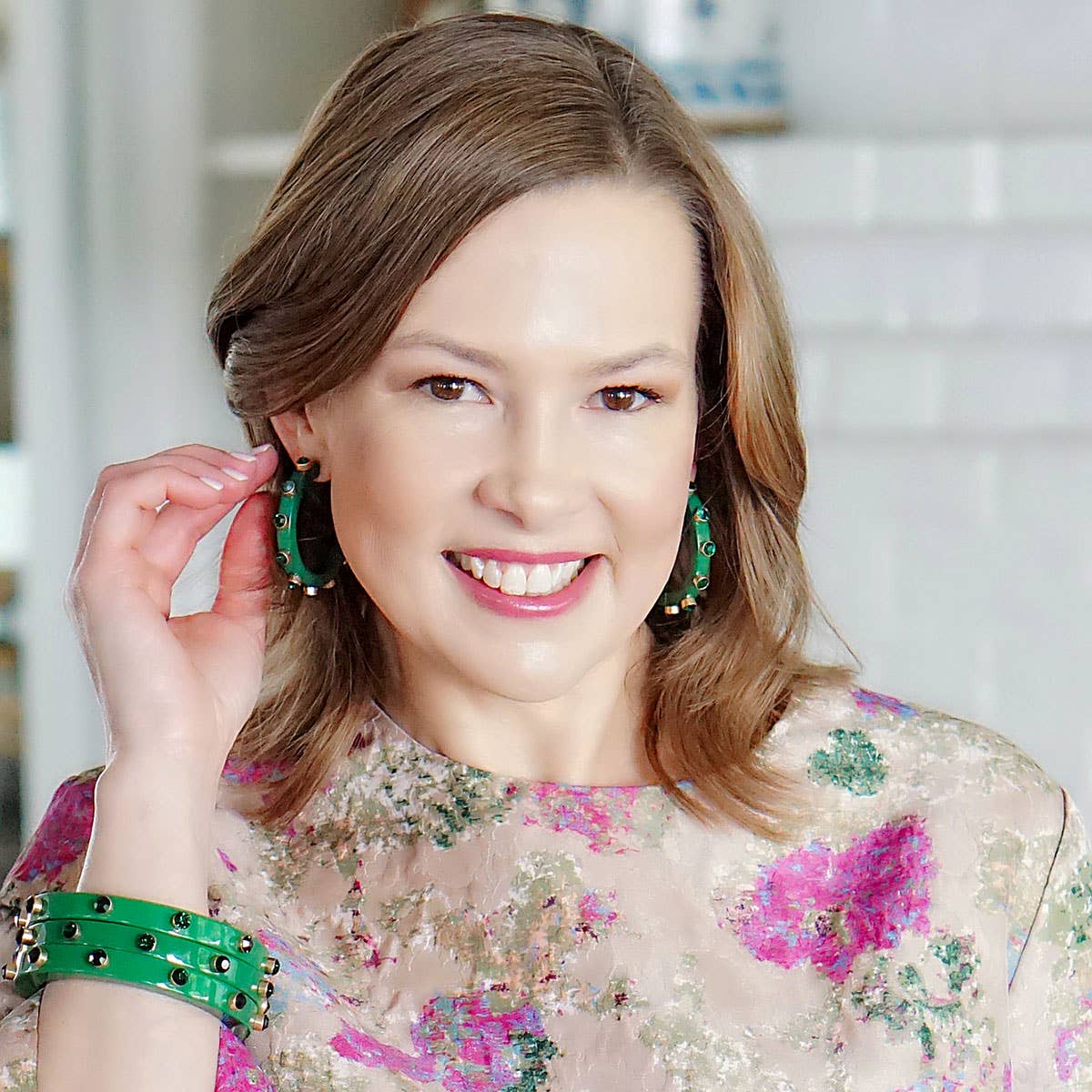 Renee Resin and Rhinestone Hoop Earrings