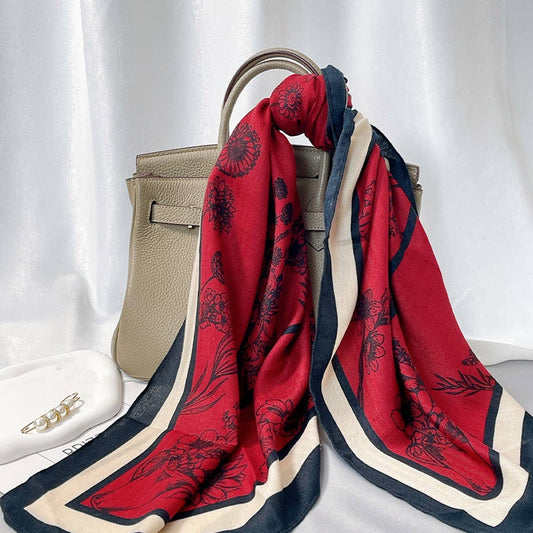 Flower Butterfly Print Square Scarf