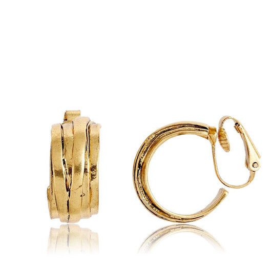 Overlap hoop clip on earring