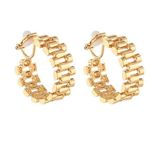 Chain link Clip On Hoop Earrings
