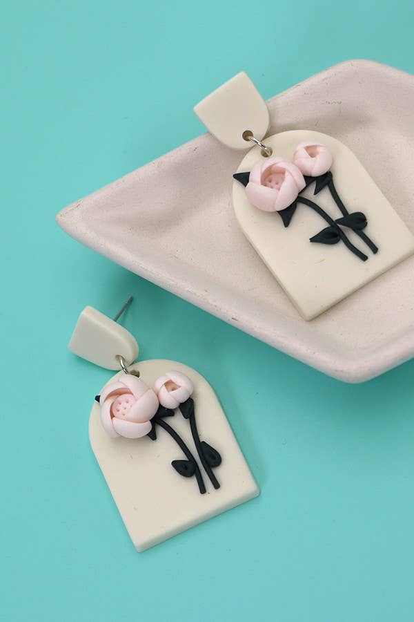 3D Polymer Flower Clay Earrings