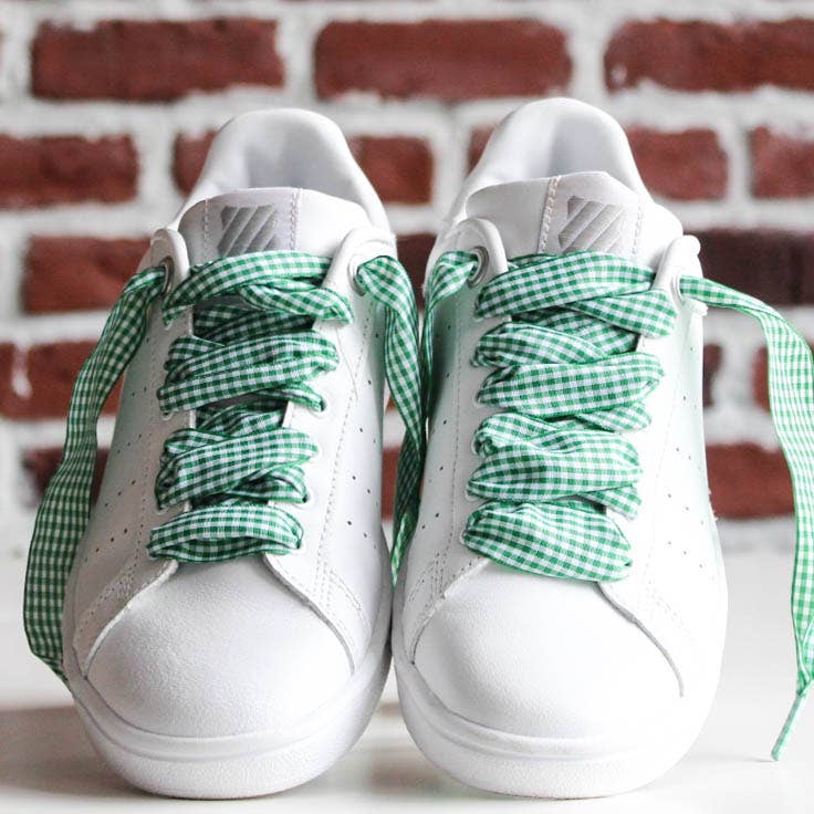 Green Gingham Shoelaces