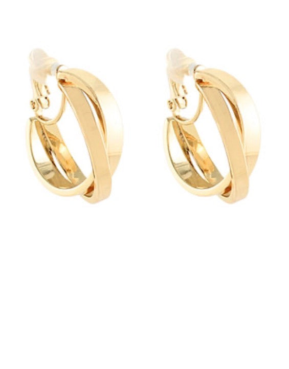 Gold Twisted Clip On Hoops
