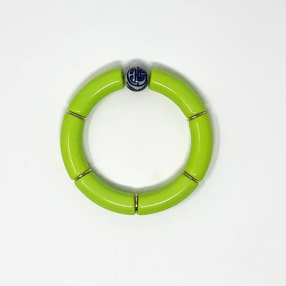 China Blue Bamboo Acrylic Tube Bracelet