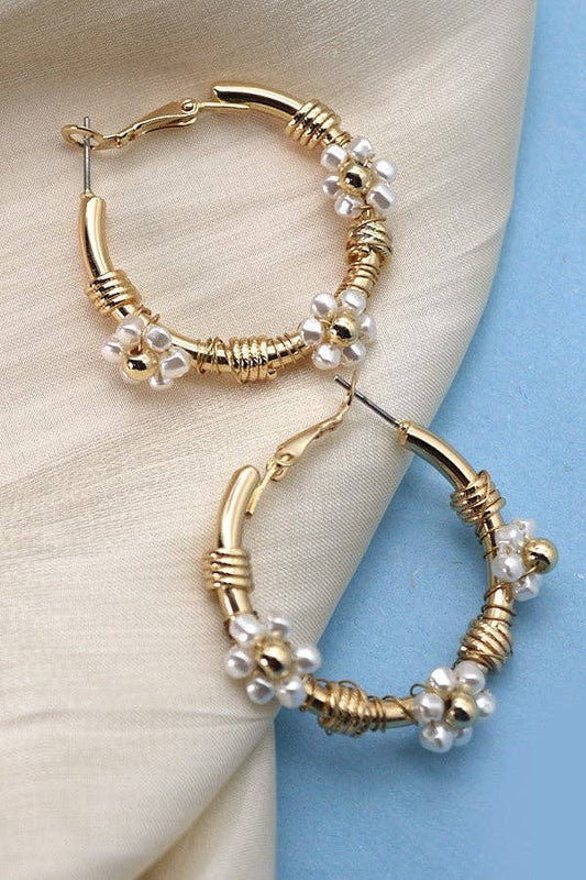 Pearl Charm Hoops