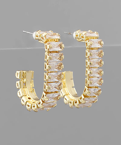 Rhinestone C Hoop Earrings