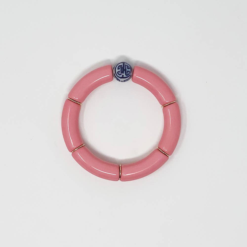 China Blue Bamboo Acrylic Tube Bracelet
