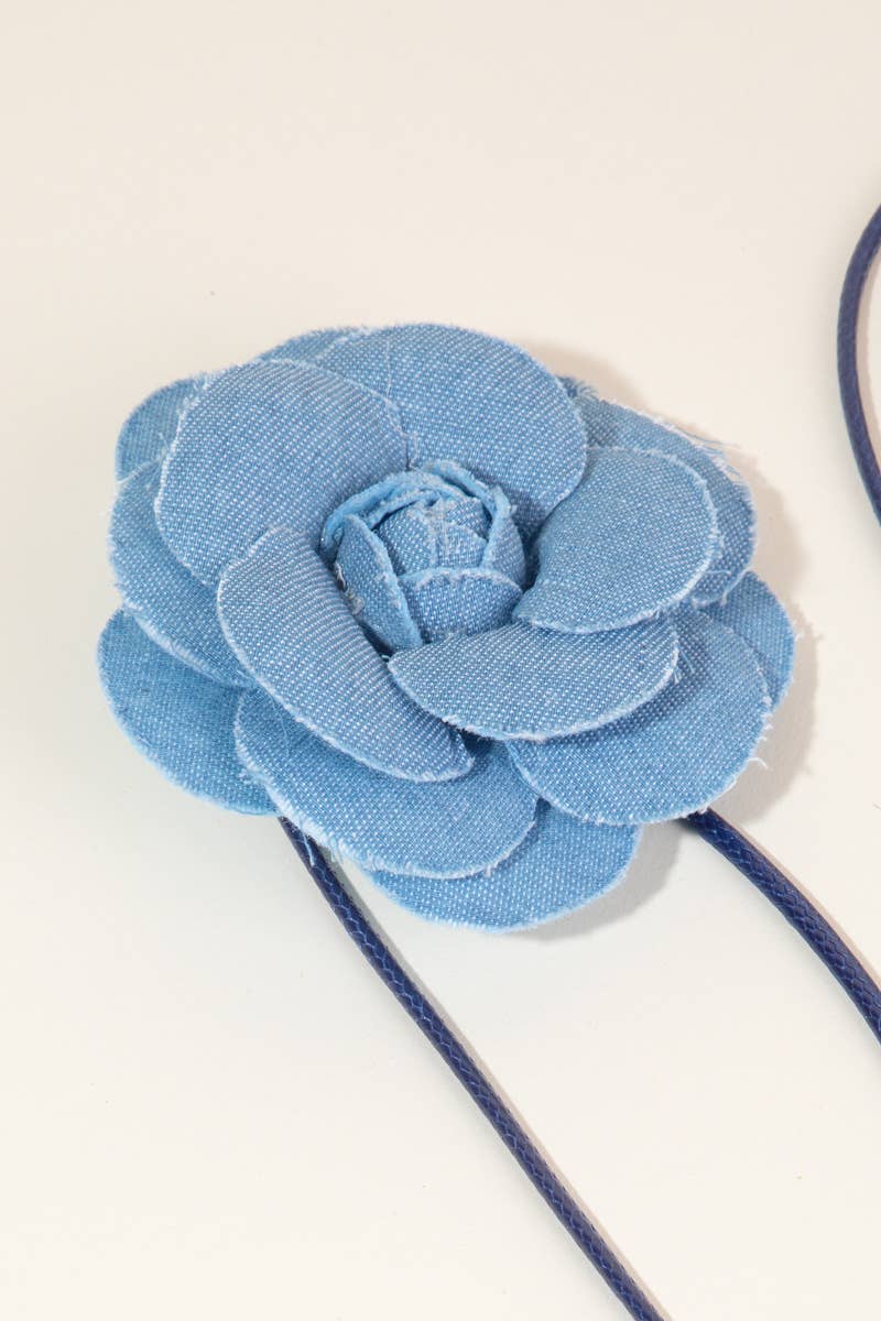 Flower Denim Choker Necklace