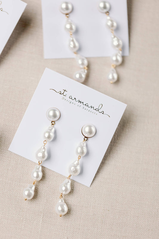 Natural Pearl Statement Drop Earrings