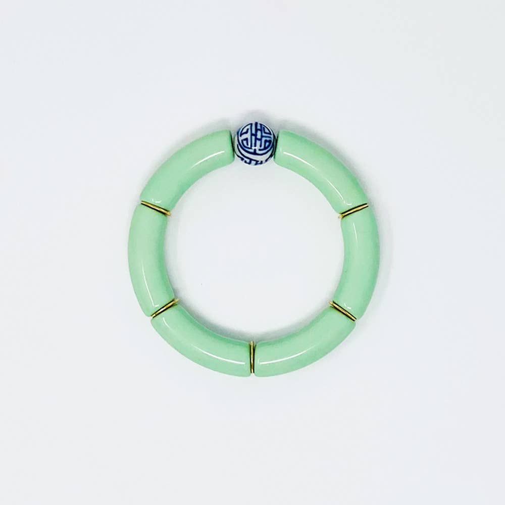 China Blue Bamboo Acrylic Tube Bracelet