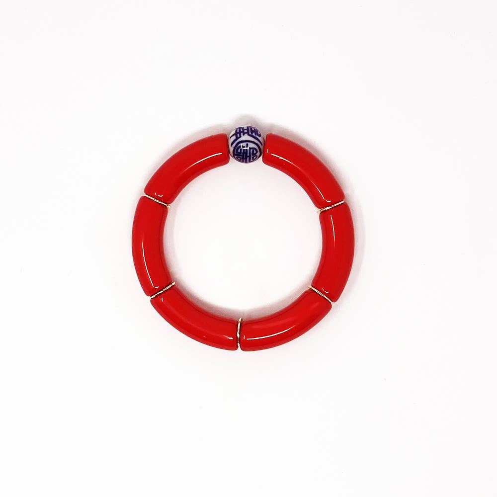 China Blue Bamboo Acrylic Tube Bracelet