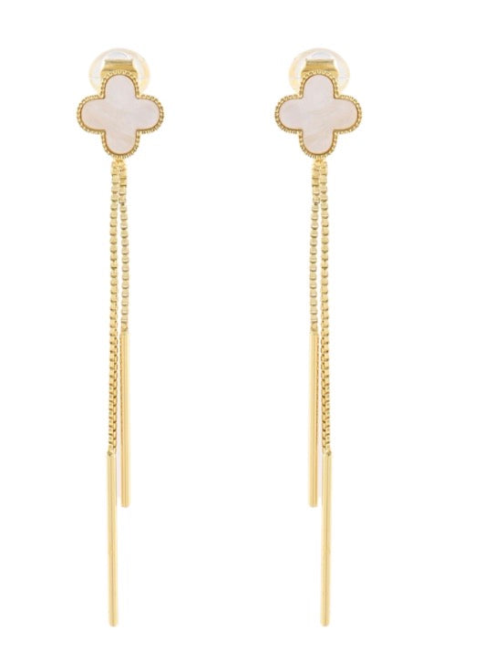 Clover Fringe Clip On Earrings