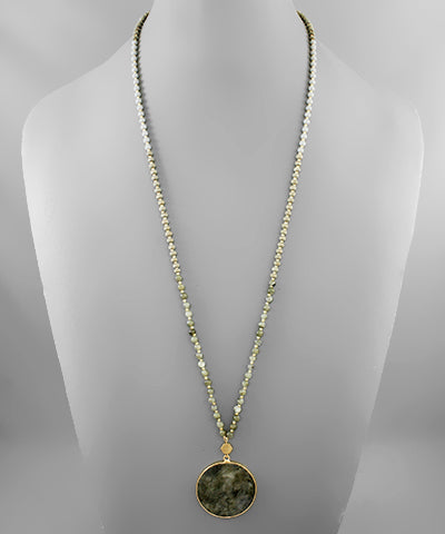Stone Disk Beaded Necklace