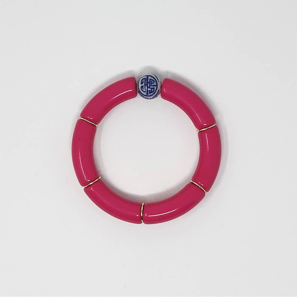 China Blue Bamboo Acrylic Tube Bracelet