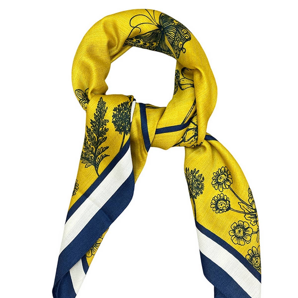Flower Butterfly Print Square Scarf