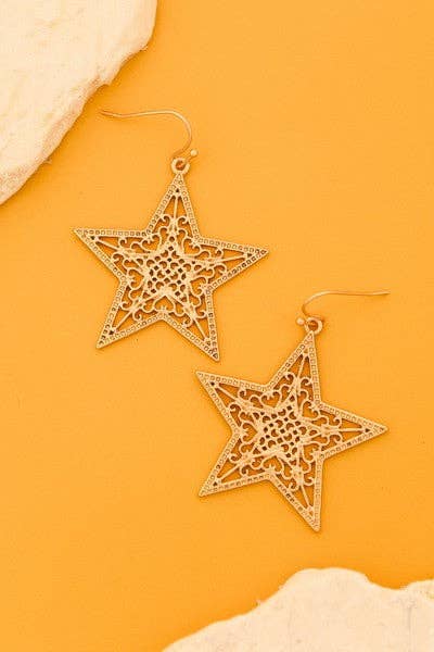 Matte Filigree Star Earrings