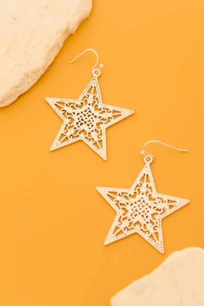 Matte Filigree Star Earrings