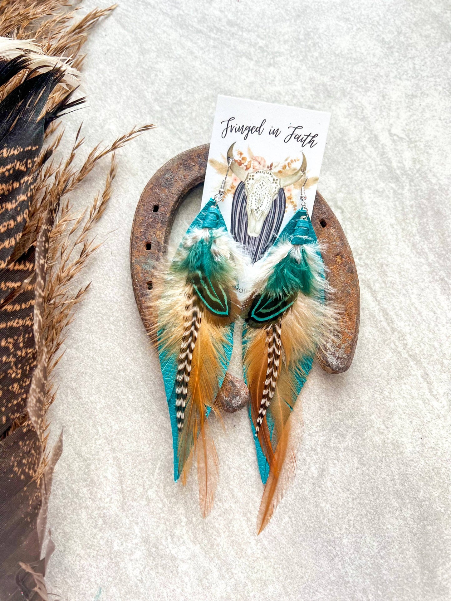 Kalispell Feather Earrings | Teal