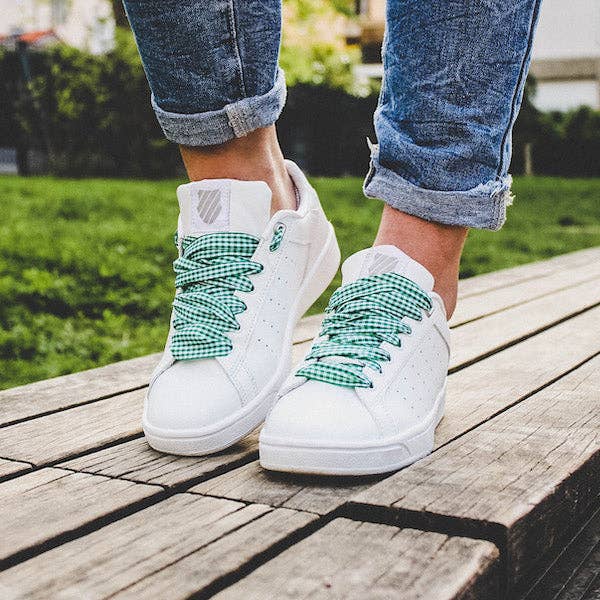 Green Gingham Shoelaces