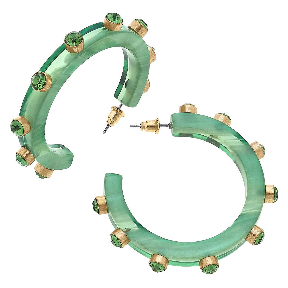 Renee Resin and Rhinestone Hoop Earrings