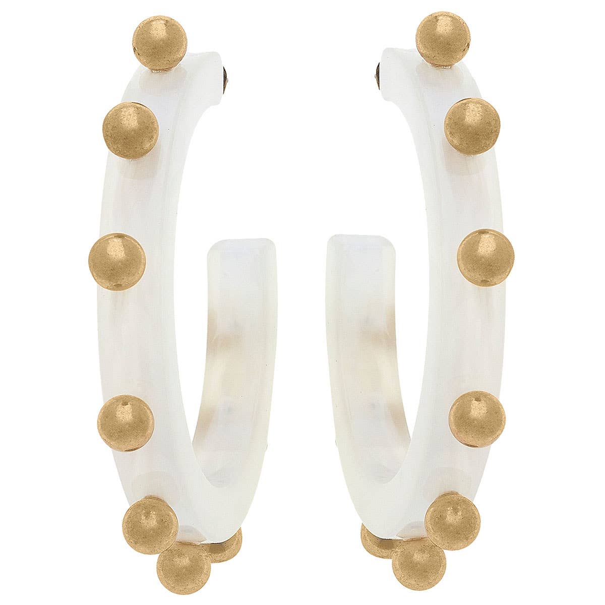 Kelley Studded Metal and Resin Hoop Earrings