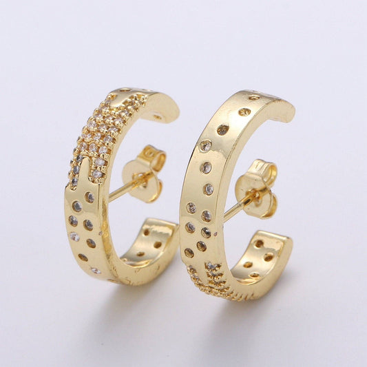 Micro Pave Suspender Earrings Gold Filled