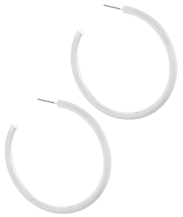 Silver Open Hoops