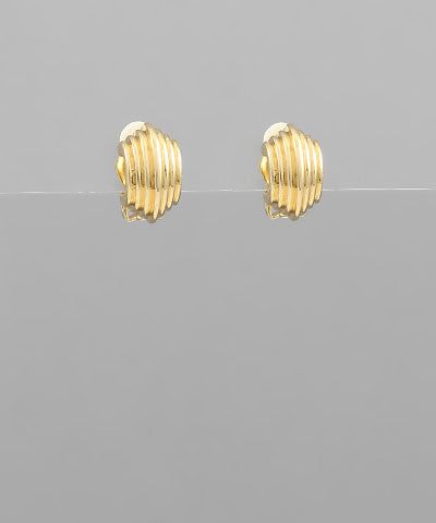Textured Metal Clip On Earrings