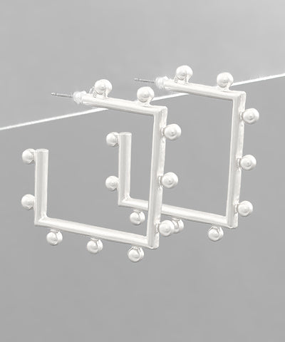Ball Studded Square Hoops
