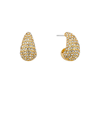 Pave Dome C Shape Hoops