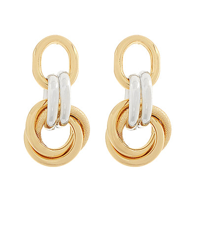Twotone Textured Linked Earrings