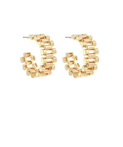 Wide Watchband Style Hoops