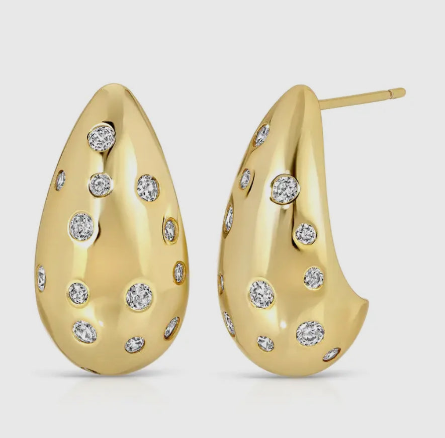 Flat Cluster Teardrop Earrings