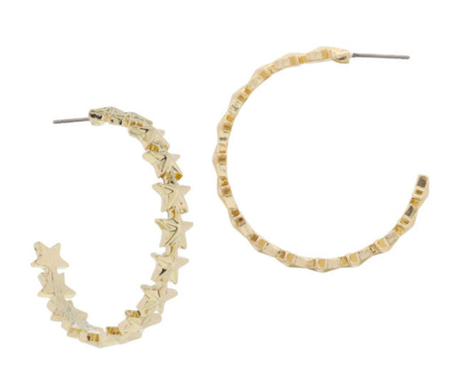 18K Gold Plated Star Hoops