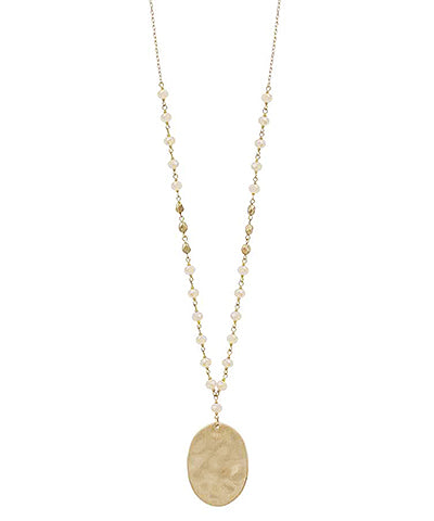 Hammered Oval Beaded Necklace