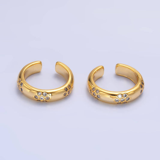 24K Gold Filled Dotted CZ Ear Cuff Earrings