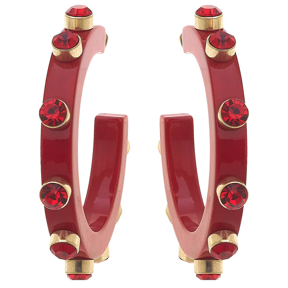 Renee Resin and Rhinestone Hoop Earrings