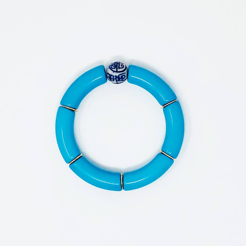 China Blue Bamboo Acrylic Tube Bracelet