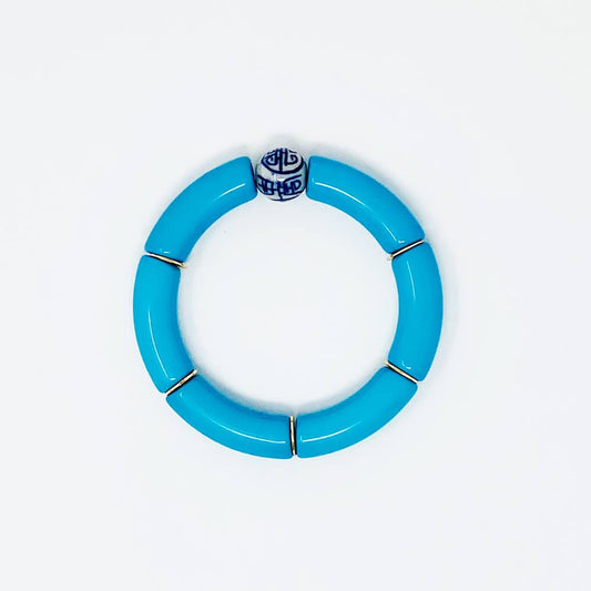 China Blue Bamboo Acrylic Tube Bracelet