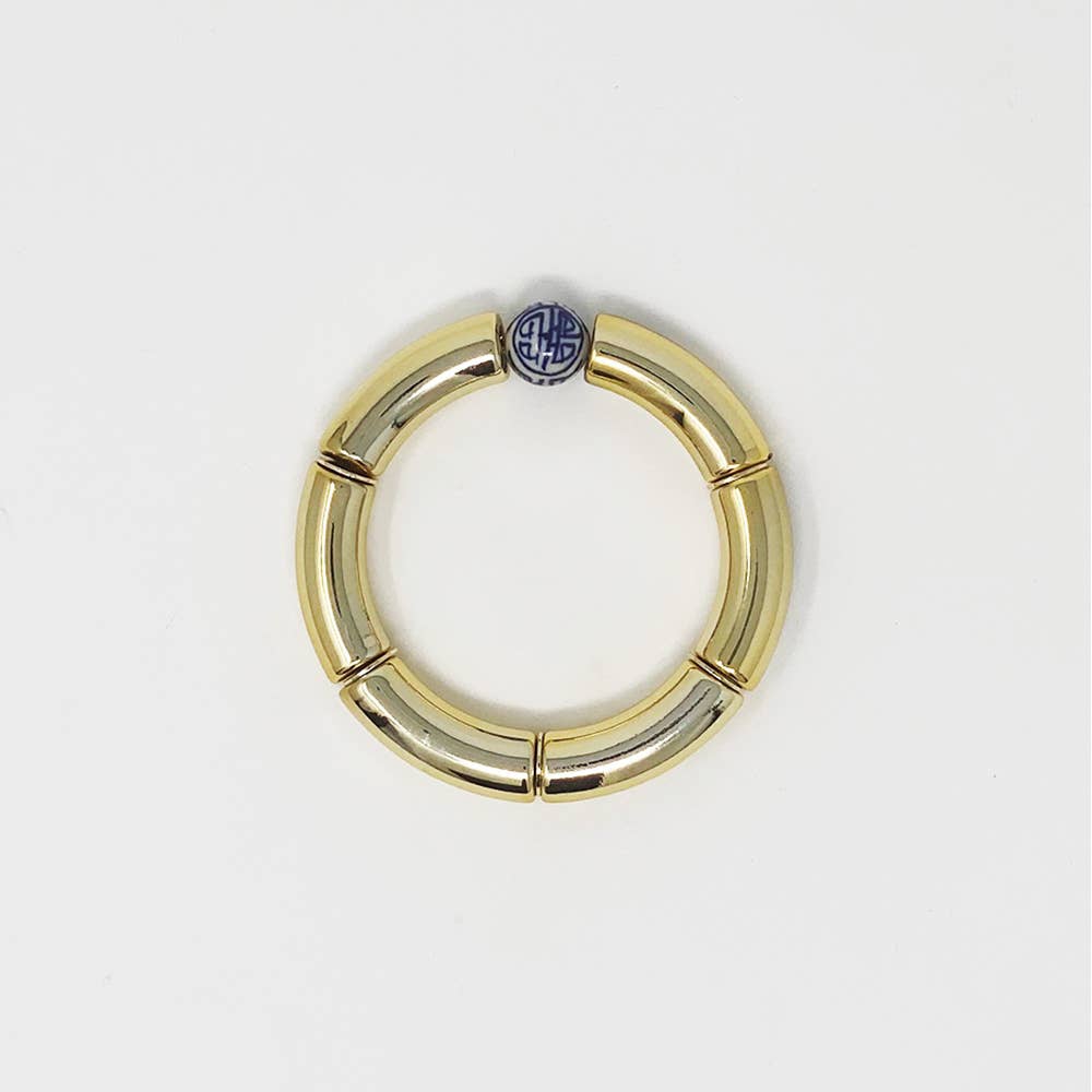 China Blue Bamboo Acrylic Tube Bracelet