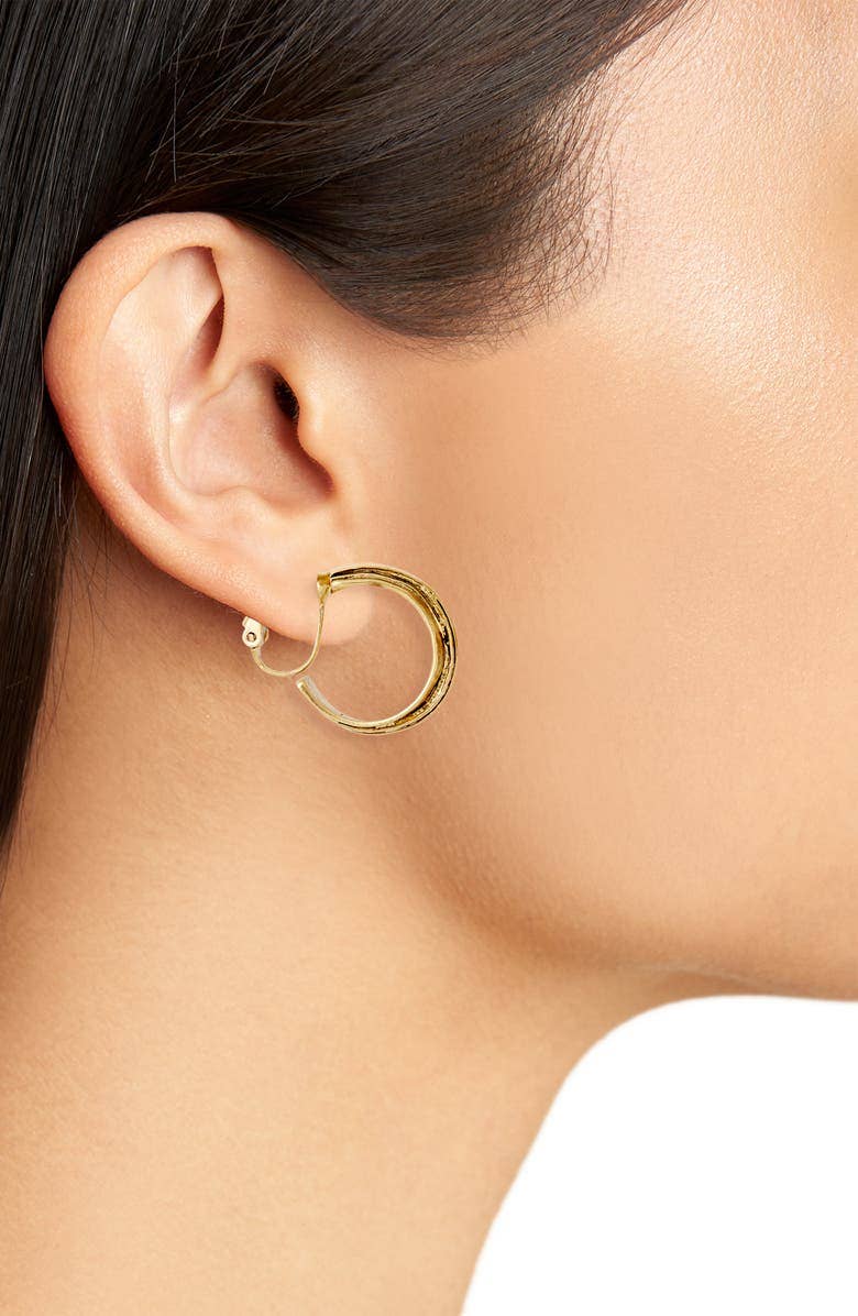 Overlap hoop clip on earring