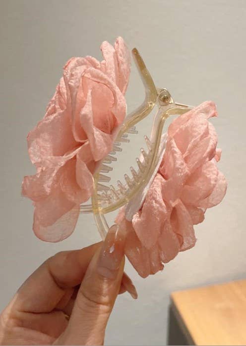 Rose Petal Sheer Hair Clips