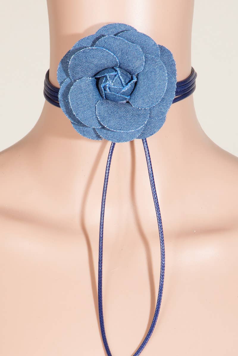 Flower Denim Choker Necklace