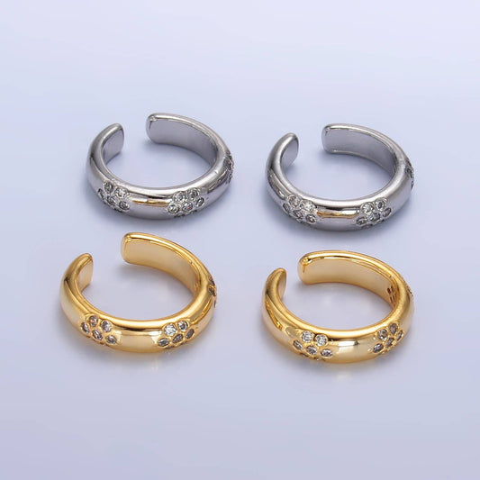 24K Gold Filled Dotted CZ Ear Cuff Earrings