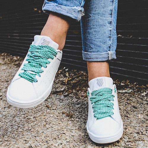 Green Gingham Shoelaces