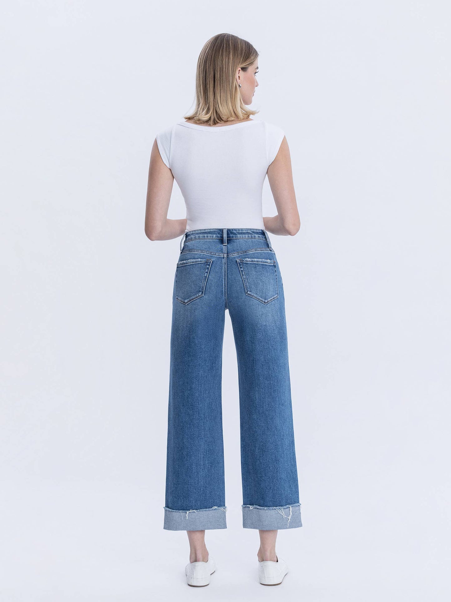 FLYING MONKEY- High Rise Cuffed Slim Jeans