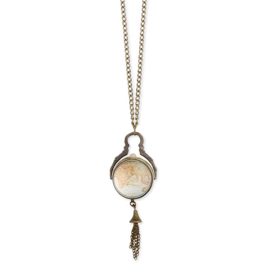 Burnished Gold Metal Sphere Watch Long Necklace