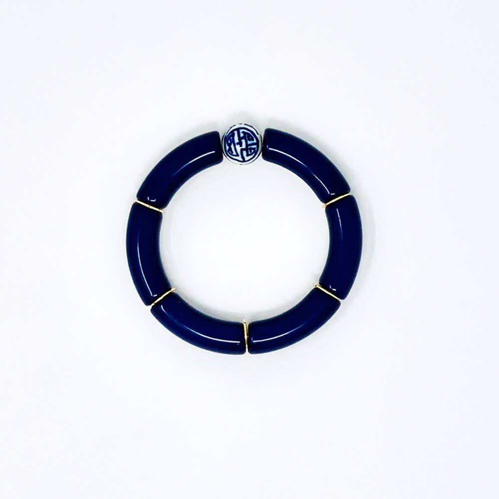 China Blue Bamboo Acrylic Tube Bracelet
