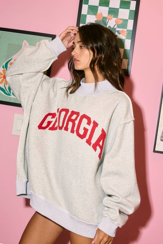 GEORGIA & GA' Print Reversible Mockneck Swea