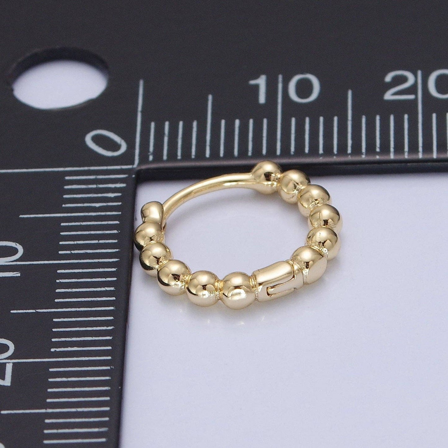 Dainty 14K Gold Filled Beaded Ball Round Bubble Huggie Hoop